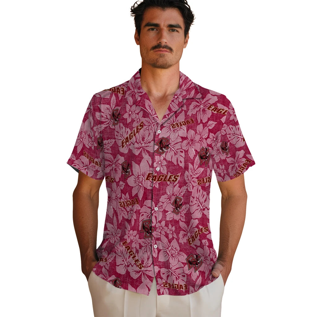 Boston College Eagles Hawaiian Shirt - Hibiscus Oasis | Hula Hawaiian Shirts