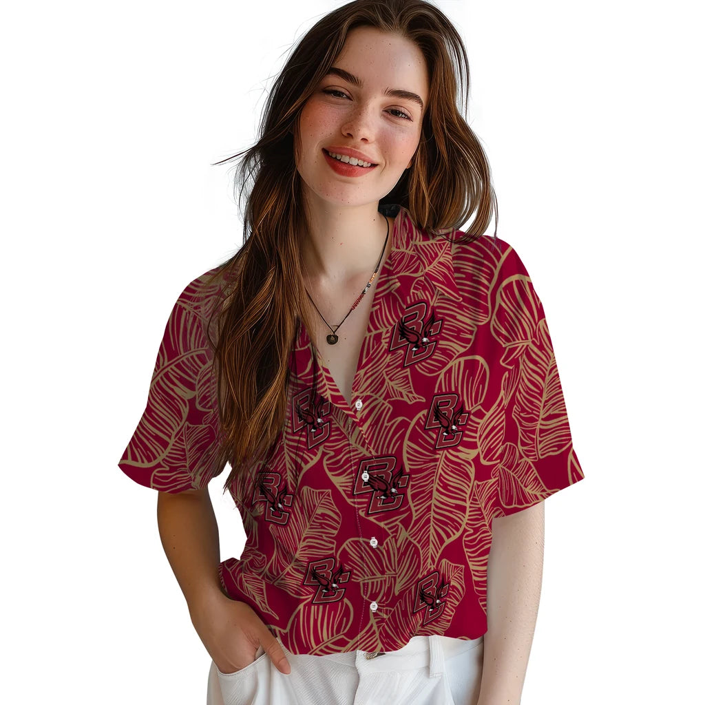 Boston College Eagles Hawaiian Shirt - Leaf Outline | Hula Hawaiian Shirts