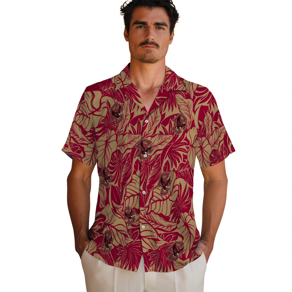 Boston College Eagles Hawaiian Shirt - Monstera Layer | Hula Hawaiian Shirts