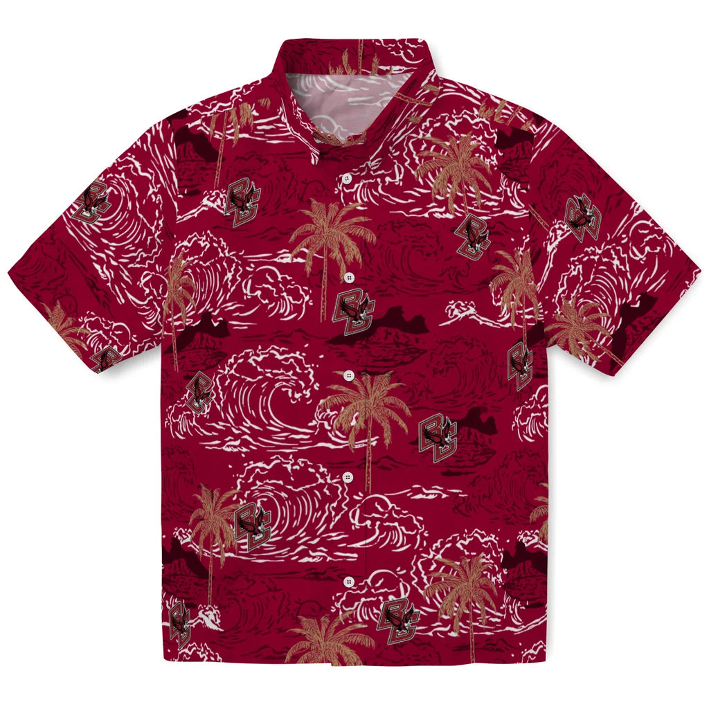 Boston College Eagles Hawaiian Shirt - Wave Palm | Hula Hawaiian Shirts