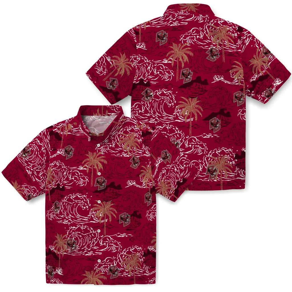 Boston College Eagles Hawaiian Shirt - Wave Palm | Hula Hawaiian Shirts