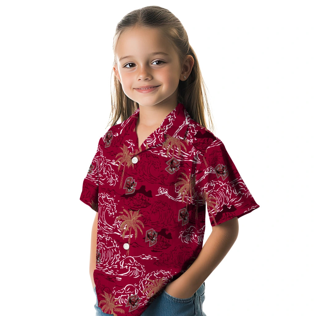 Boston College Eagles Hawaiian Shirt - Wave Palm | Hula Hawaiian Shirts