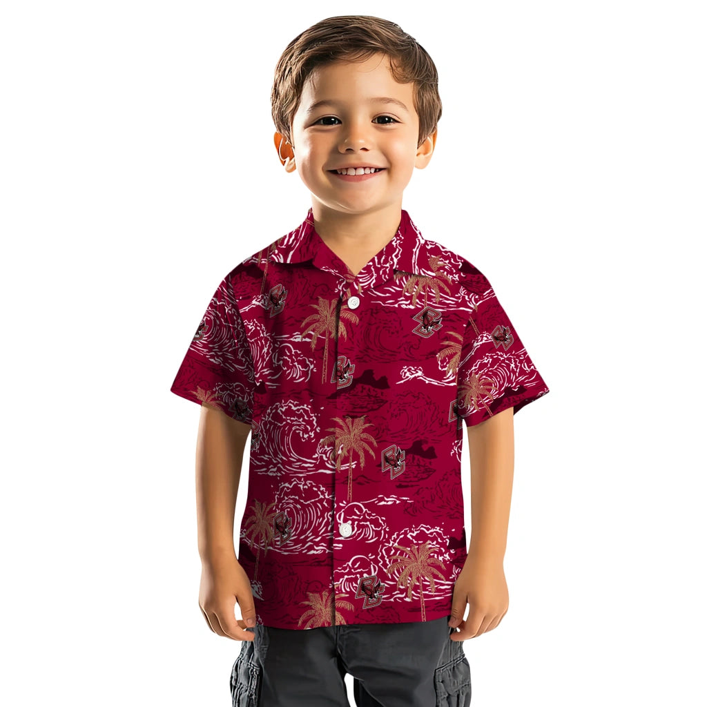 Boston College Eagles Hawaiian Shirt - Wave Palm | Hula Hawaiian Shirts