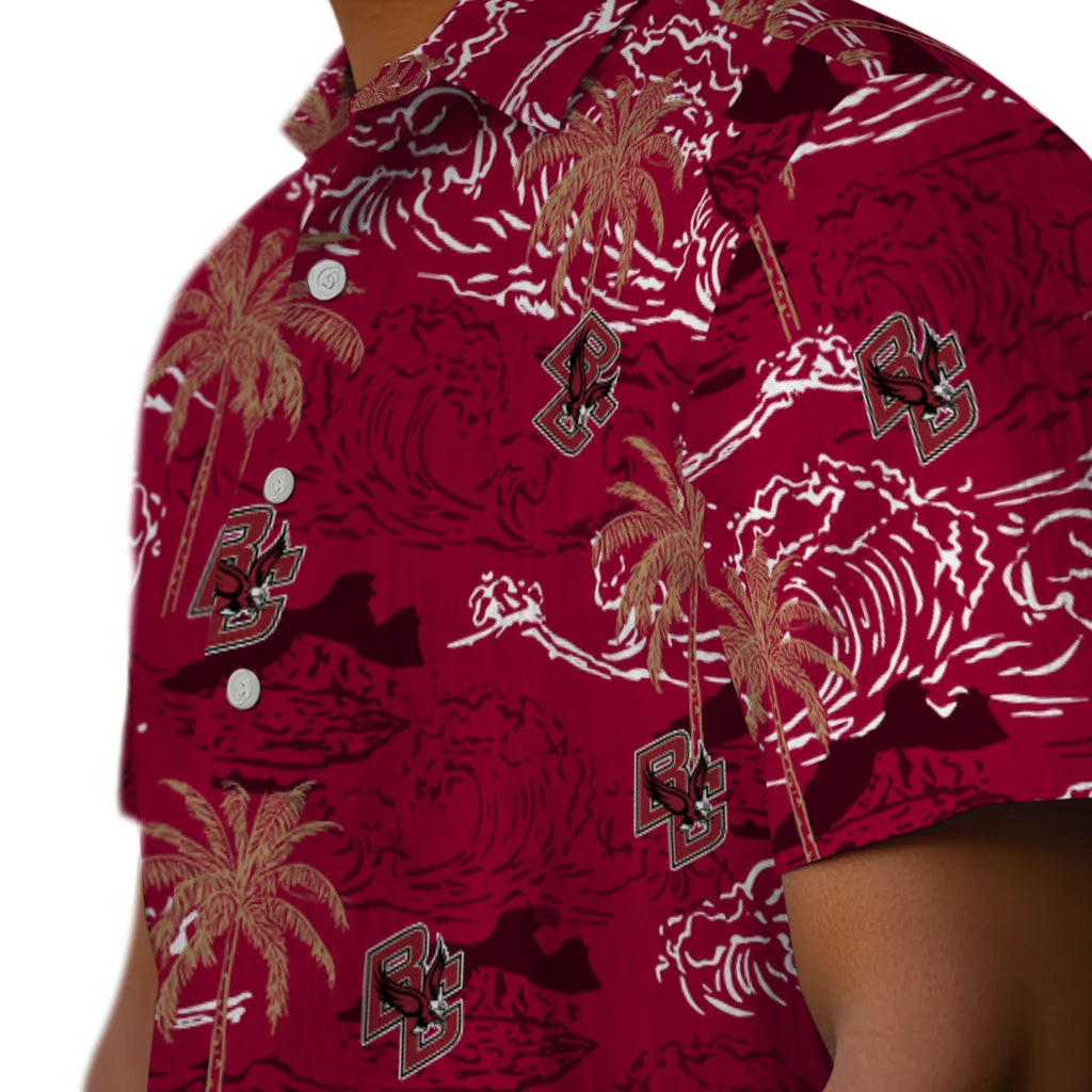 Boston College Eagles Hawaiian Shirt - Wave Palm | Hula Hawaiian Shirts