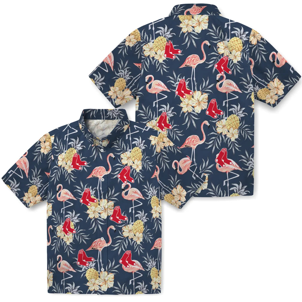 Boston Red Sox Hawaiian Shirt - Flamingo Hibiscus | Hula Hawaiian Shirts