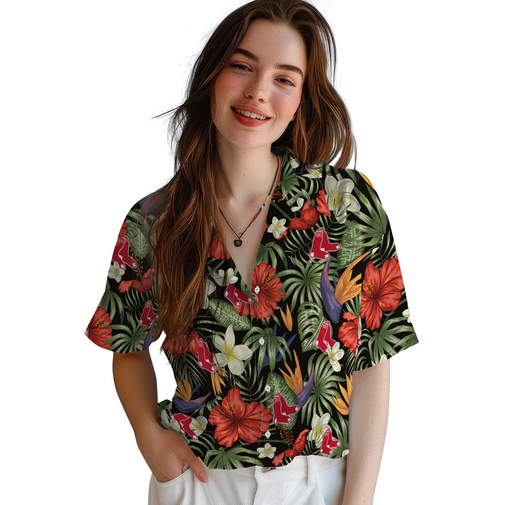 Boston Red Sox Hawaiian Shirt - Hawaii Floral Hibiscus | Hula Hawaiian Shirts
