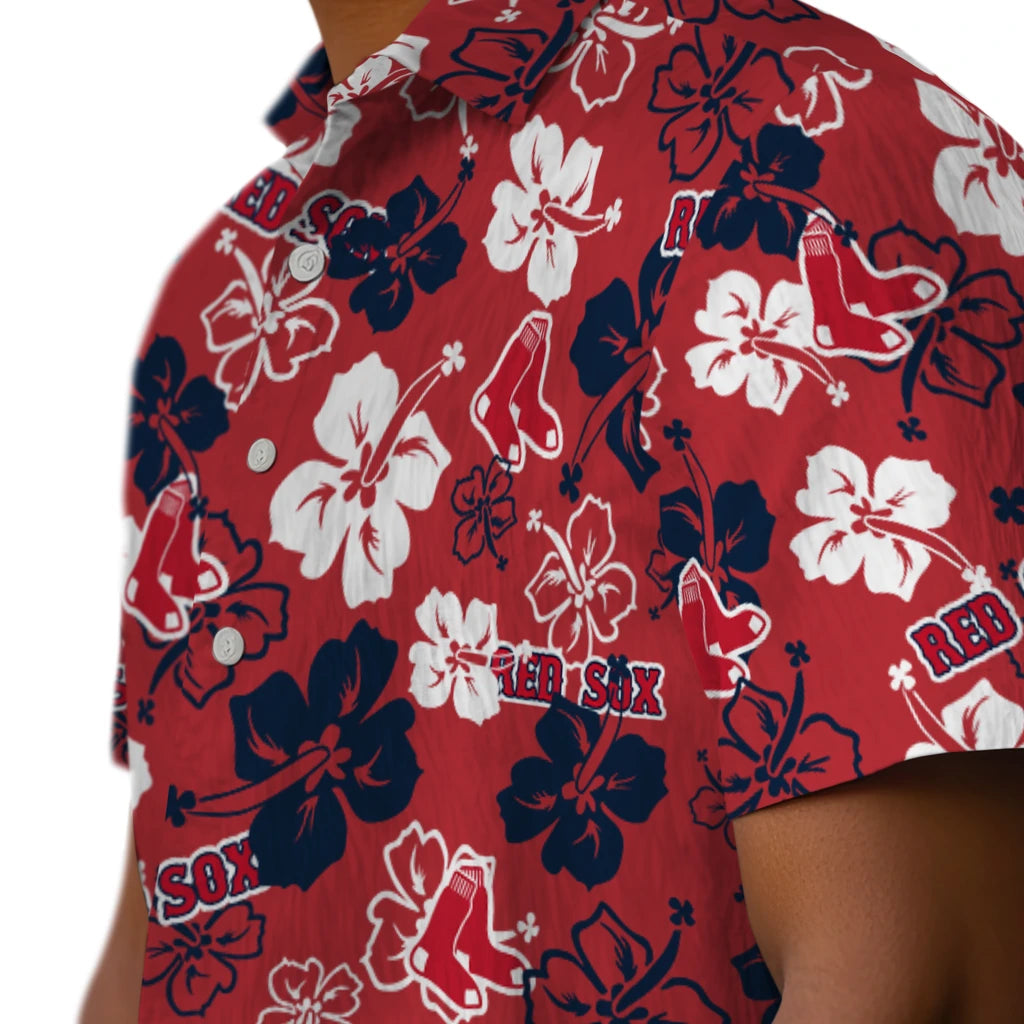Boston Red Sox Hawaiian Shirt - Hibiscus Flower Design | Hula Hawaiian Shirts