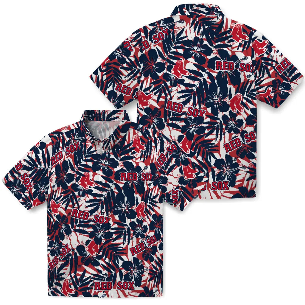 Boston Red Sox Hawaiian Shirt - Hibiscus Overlay | Hula Hawaiian Shirts