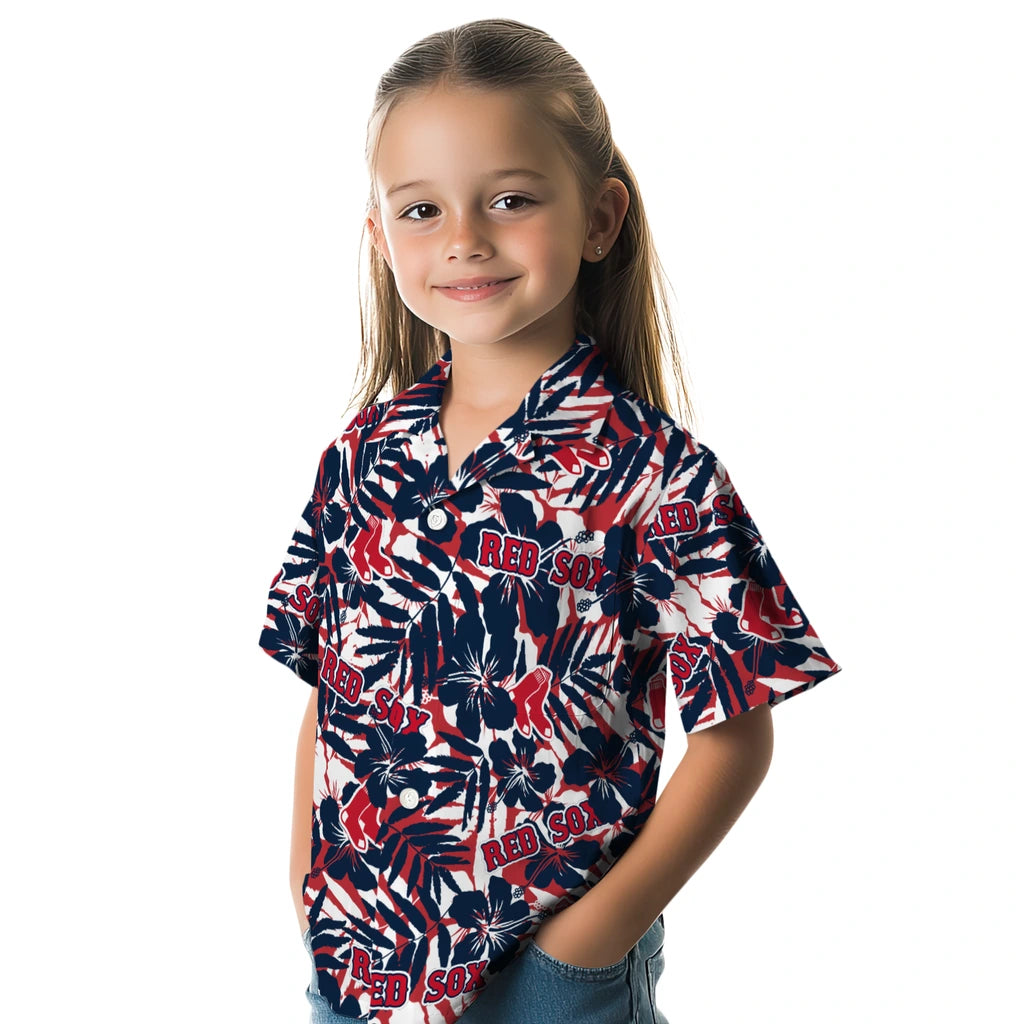 Boston Red Sox Hawaiian Shirt - Hibiscus Overlay | Hula Hawaiian Shirts