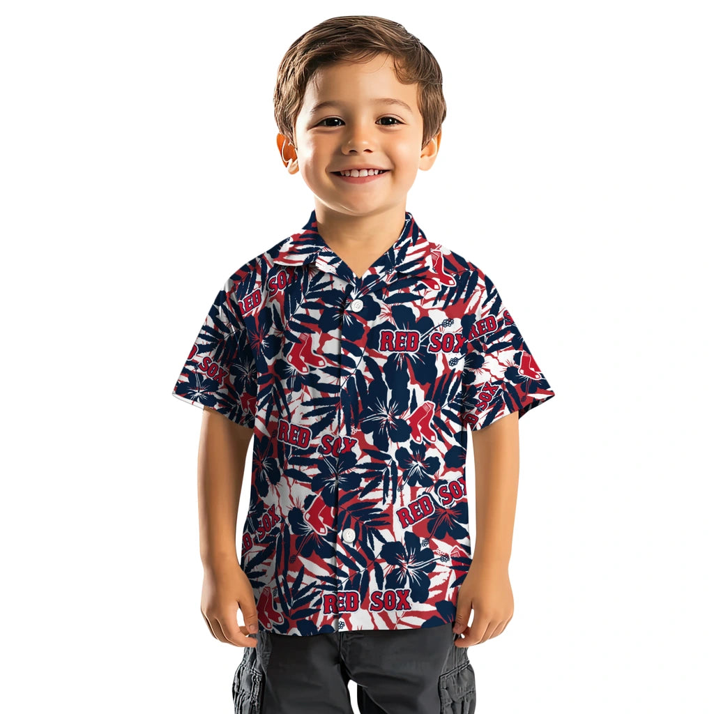 Boston Red Sox Hawaiian Shirt - Hibiscus Overlay | Hula Hawaiian Shirts