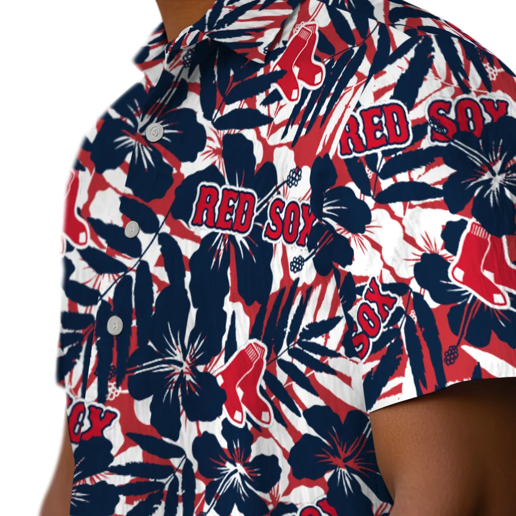 Boston Red Sox Hawaiian Shirt - Hibiscus Overlay | Hula Hawaiian Shirts