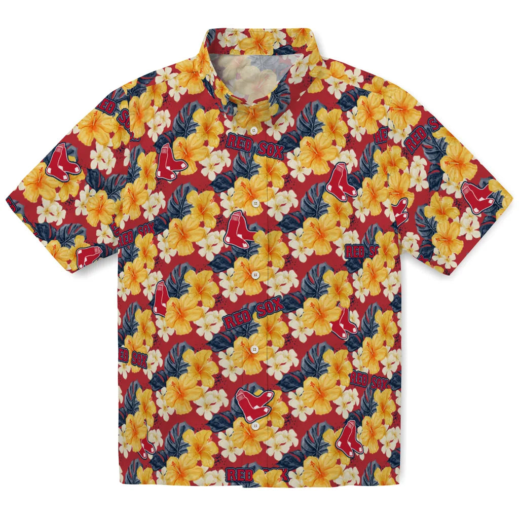 Boston Red Sox Hawaiian Shirt - Hibiscus Tropics | Hula Hawaiian Shirts