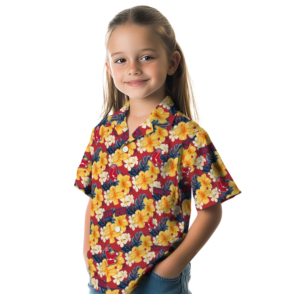 Boston Red Sox Hawaiian Shirt - Hibiscus Tropics | Hula Hawaiian Shirts