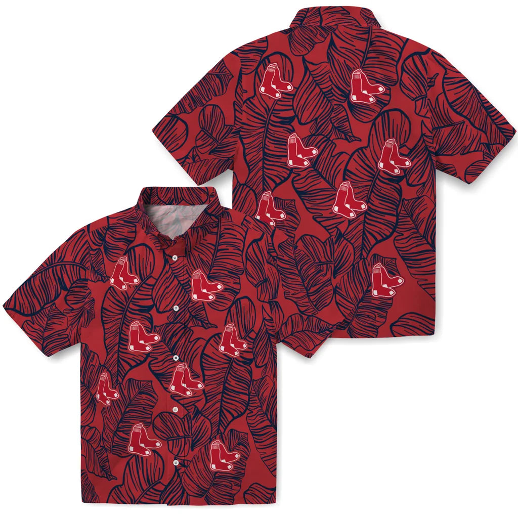 Boston Red Sox Hawaiian Shirt - Leaf Outline | Hula Hawaiian Shirts