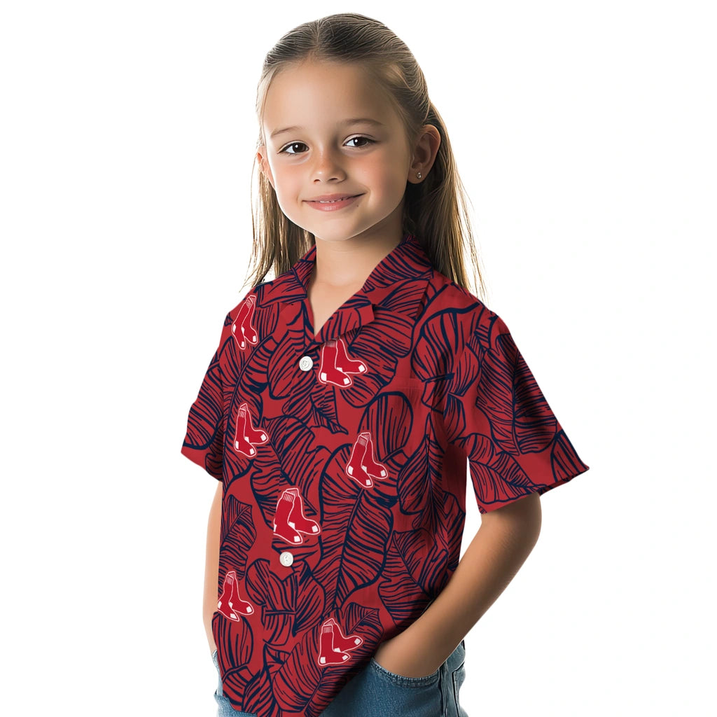 Boston Red Sox Hawaiian Shirt - Leaf Outline | Hula Hawaiian Shirts