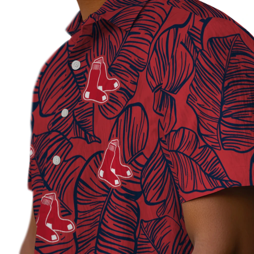Boston Red Sox Hawaiian Shirt - Leaf Outline | Hula Hawaiian Shirts