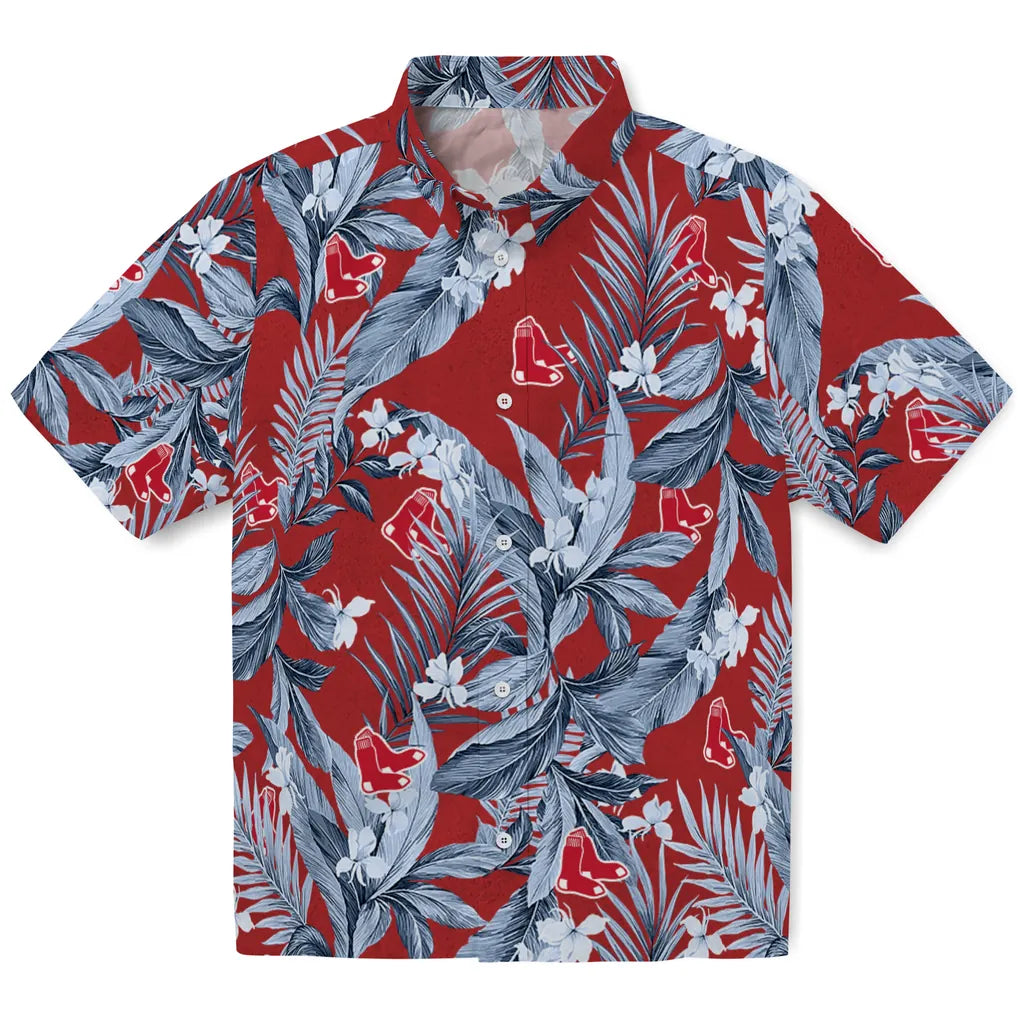 Boston Red Sox Hawaiian Shirt - Palm Leaves | Hula Hawaiian Shirts