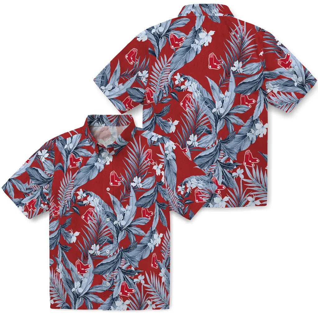 Boston Red Sox Hawaiian Shirt - Palm Leaves | Hula Hawaiian Shirts