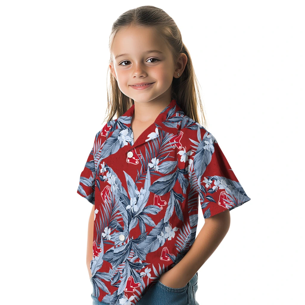 Boston Red Sox Hawaiian Shirt - Palm Leaves | Hula Hawaiian Shirts