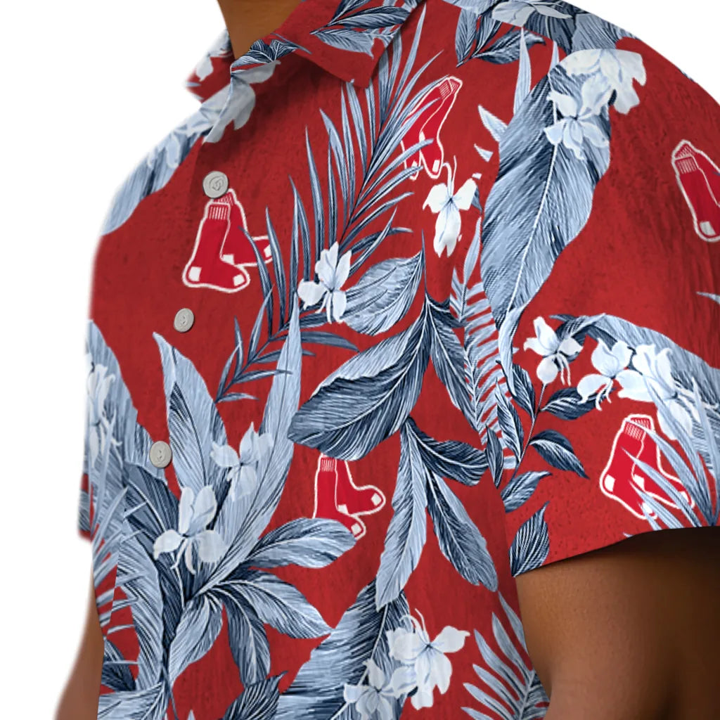 Boston Red Sox Hawaiian Shirt - Palm Leaves | Hula Hawaiian Shirts