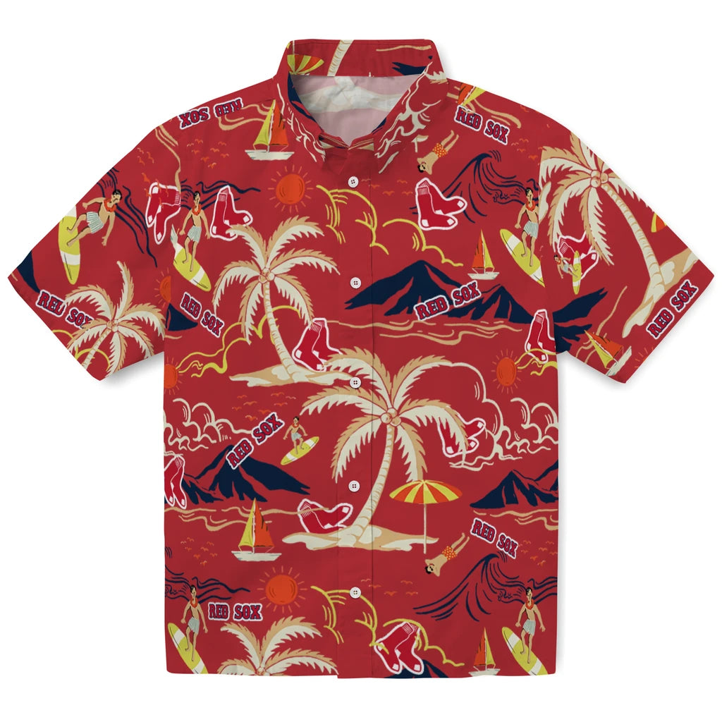 Boston Red Sox Hawaiian Shirt - Palm Tree Island | Hula Hawaiian Shirts