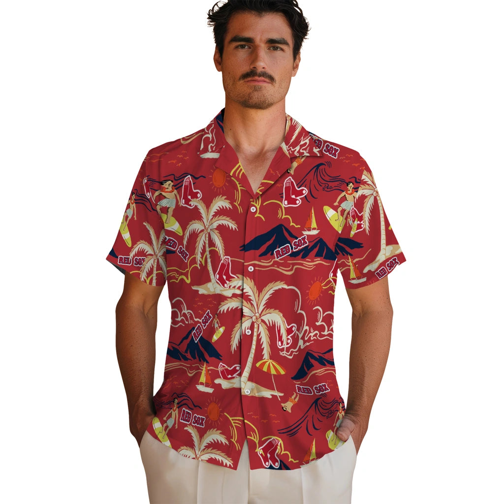 Boston Red Sox Hawaiian Shirt - Palm Tree Island | Hula Hawaiian Shirts