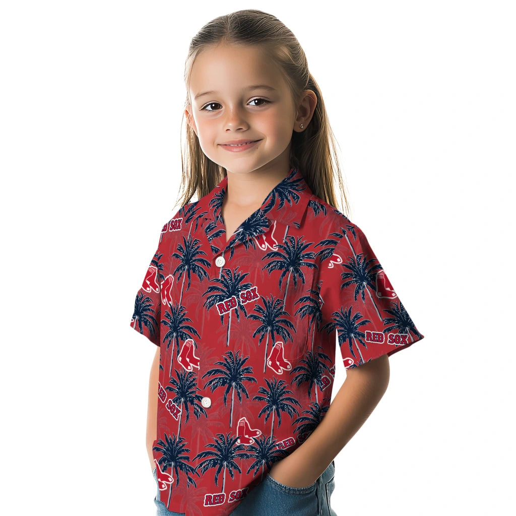 Boston Red Sox Hawaiian Shirt - Palm Tree Motif | Hula Hawaiian Shirts