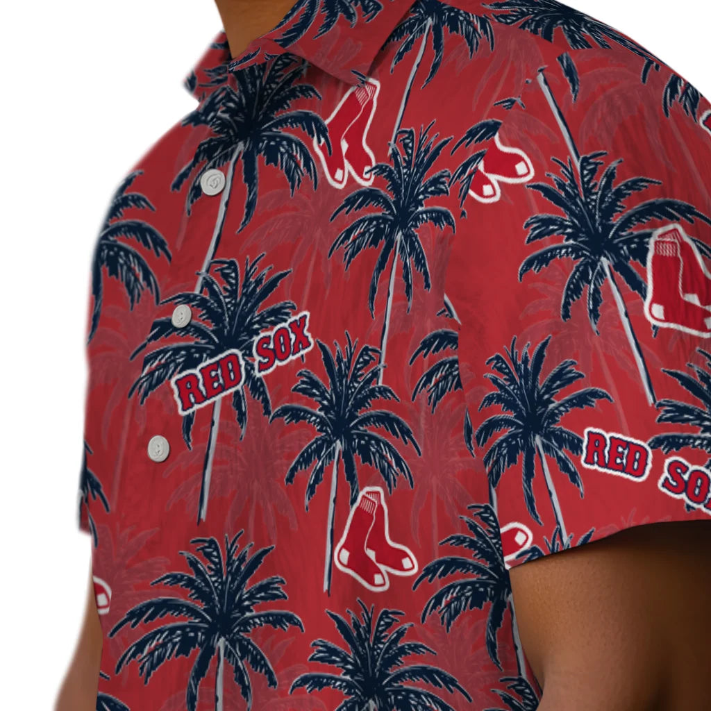 Boston Red Sox Hawaiian Shirt - Palm Tree Motif | Hula Hawaiian Shirts