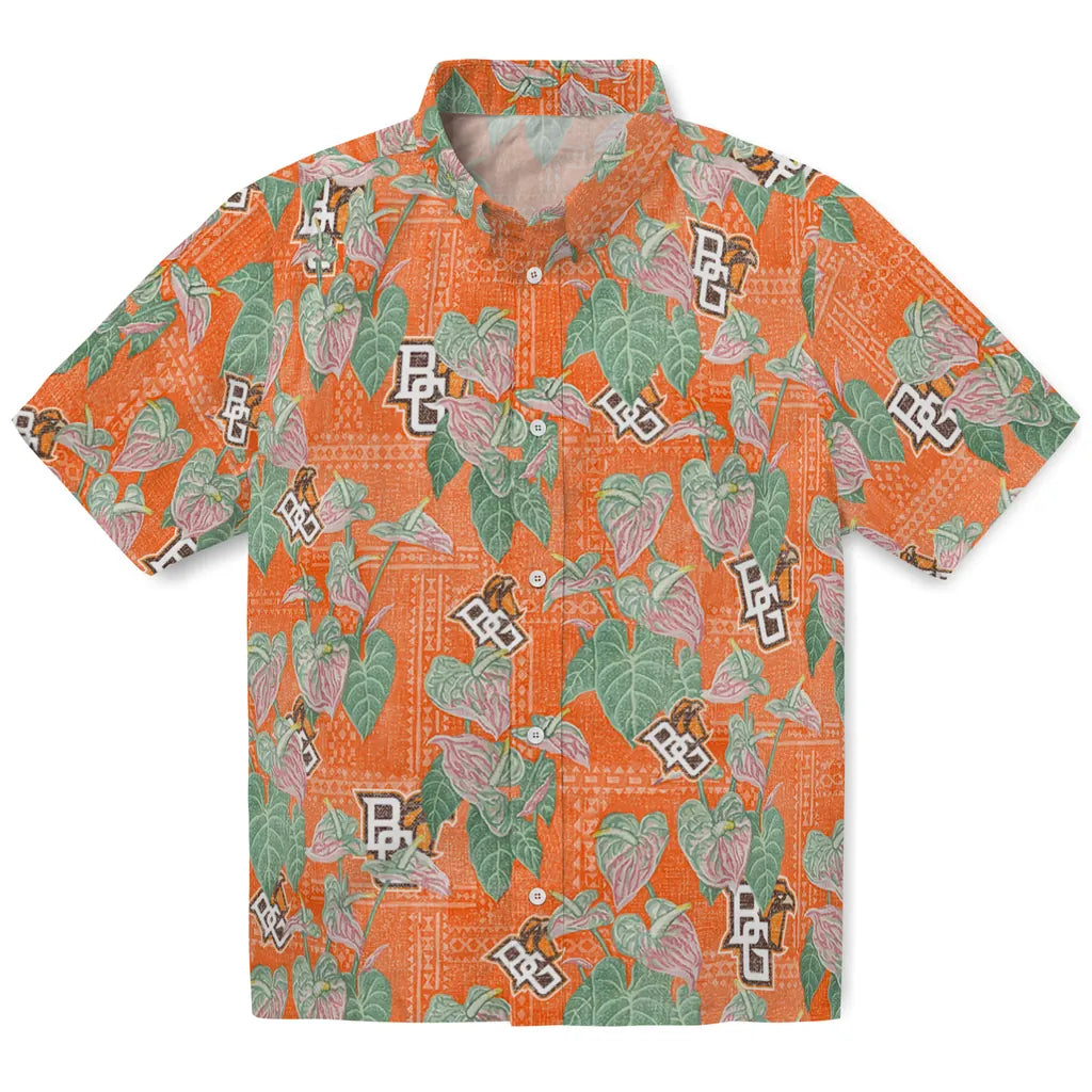 Bowling Green Falcons Hawaiian Shirt - Anthurium Overlay | Hula Hawaiian Shirts