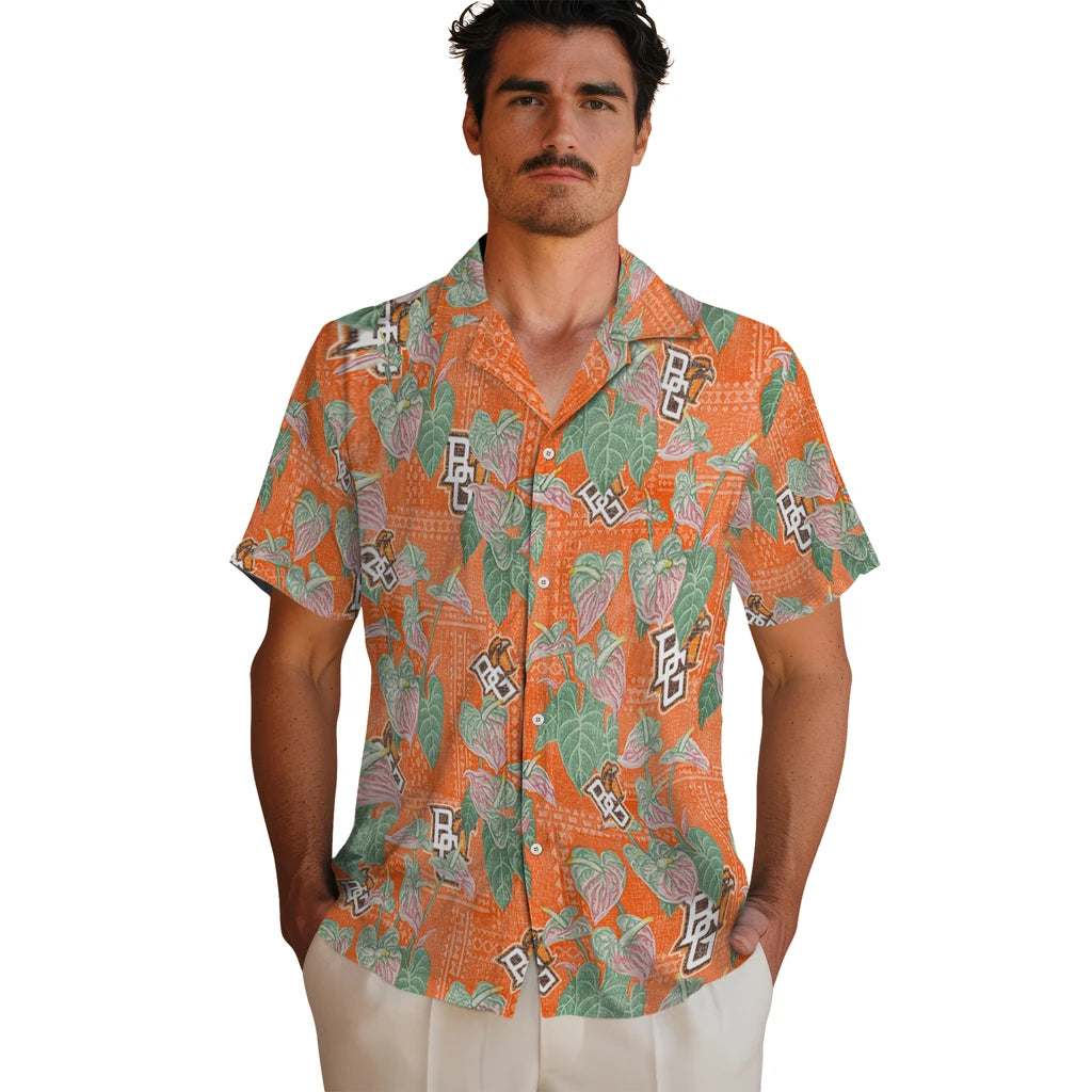 Bowling Green Falcons Hawaiian Shirt - Anthurium Overlay | Hula Hawaiian Shirts