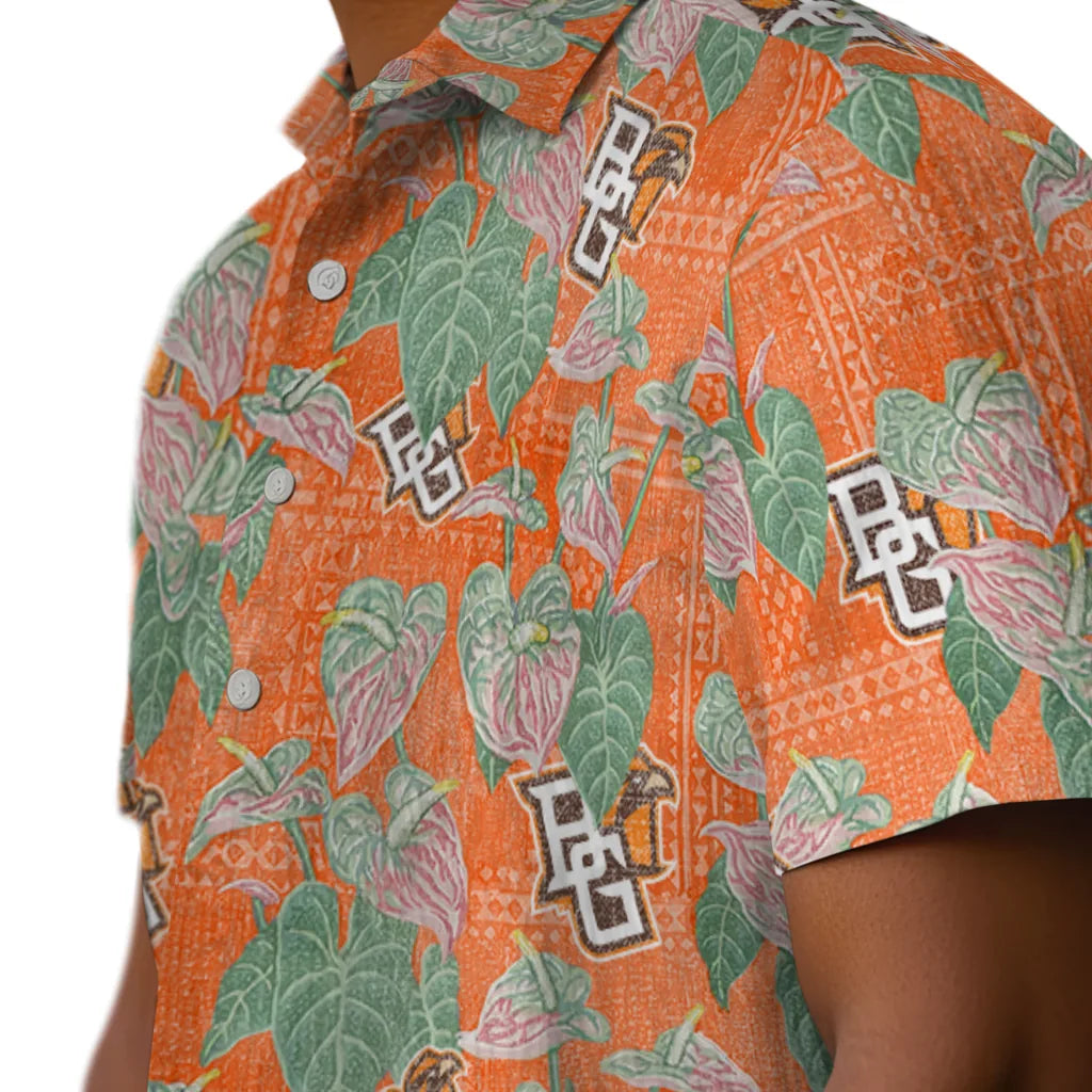 Bowling Green Falcons Hawaiian Shirt - Anthurium Overlay | Hula Hawaiian Shirts
