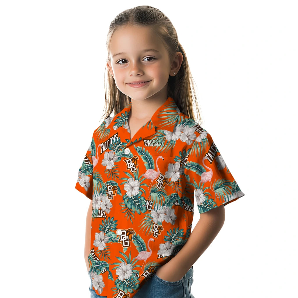 Bowling Green Falcons Hawaiian Shirt - Flamingo and Hibiscus | Hula Hawaiian Shirts