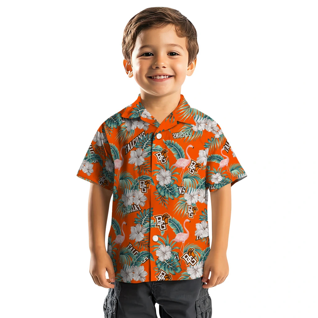 Bowling Green Falcons Hawaiian Shirt - Flamingo and Hibiscus | Hula Hawaiian Shirts