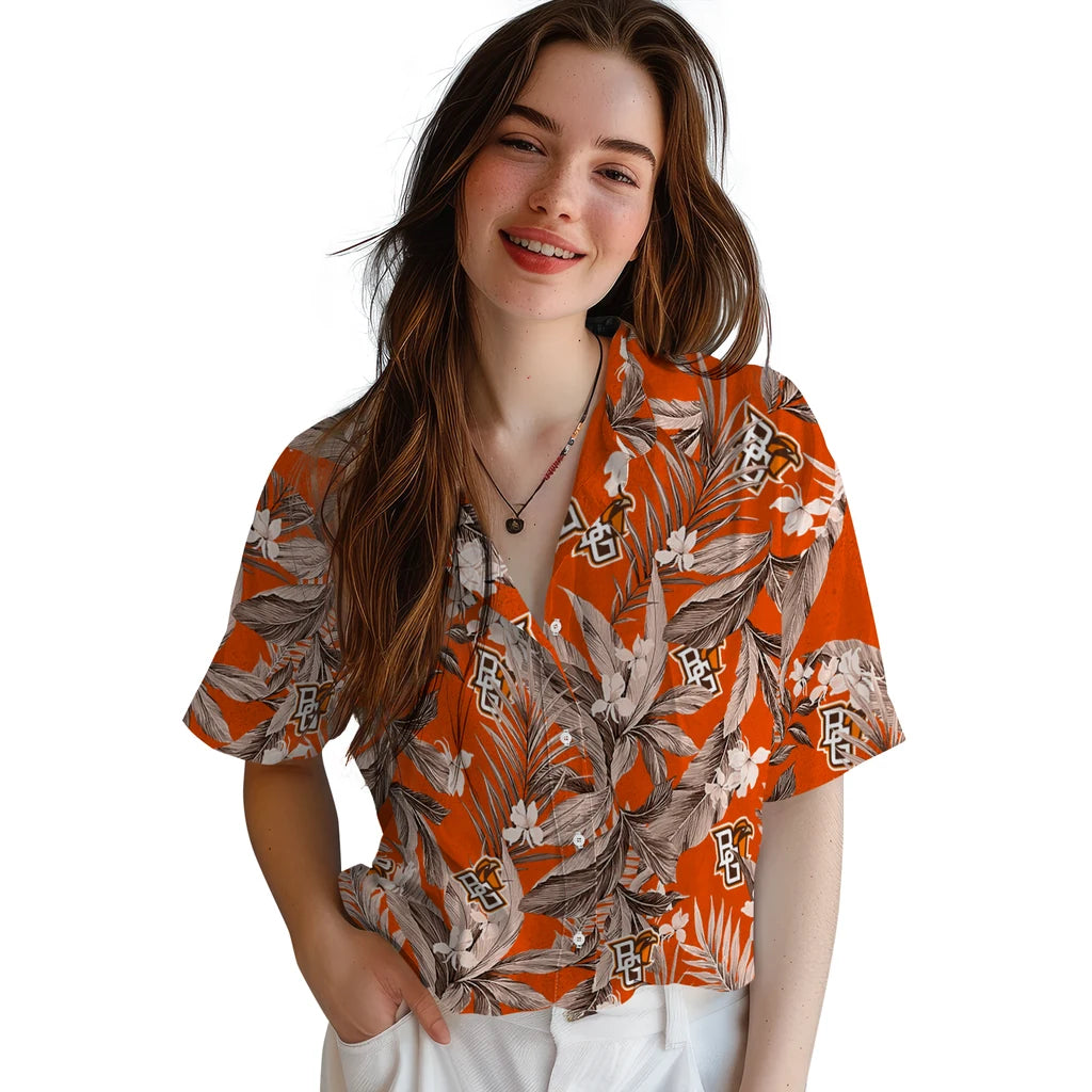 Bowling Green Falcons Hawaiian Shirt - Palm Leaves | Hula Hawaiian Shirts