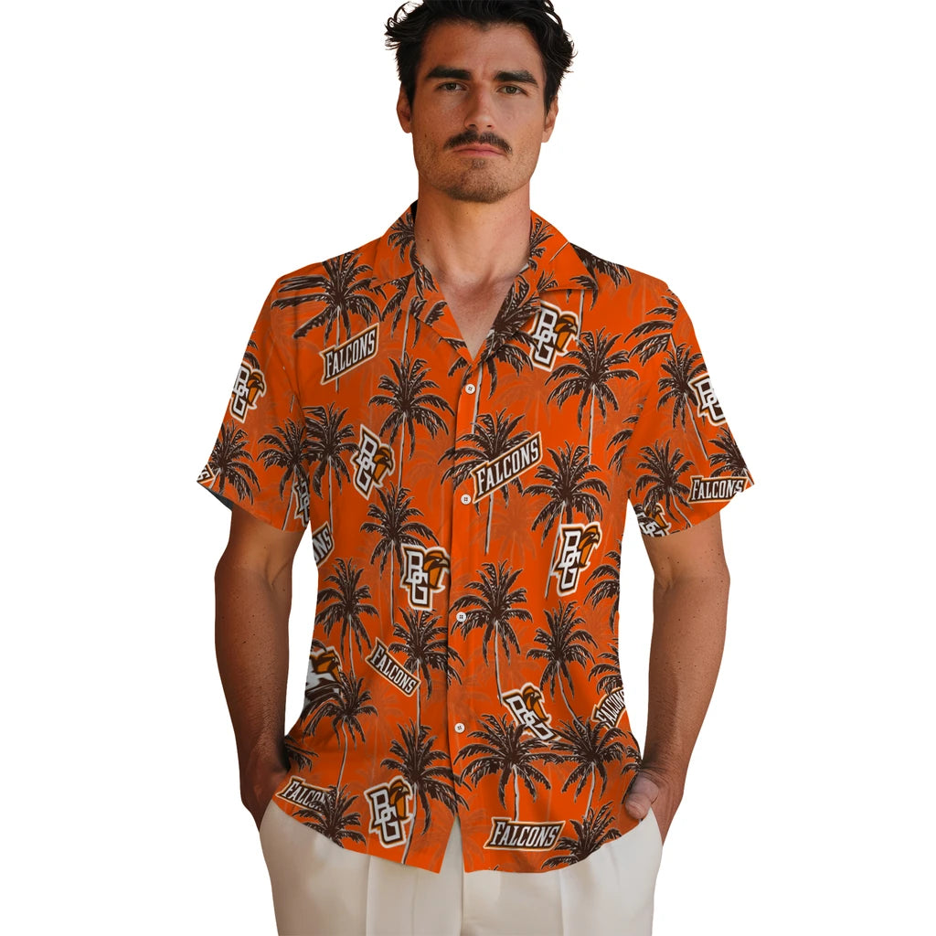 Bowling Green Falcons Hawaiian Shirt - Palm Tree Motif | Hula Hawaiian Shirts