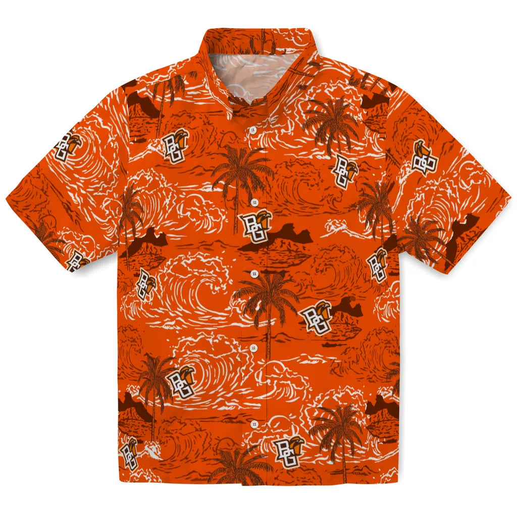 Bowling Green Falcons Hawaiian Shirt - Wave Palm | Hula Hawaiian Shirts
