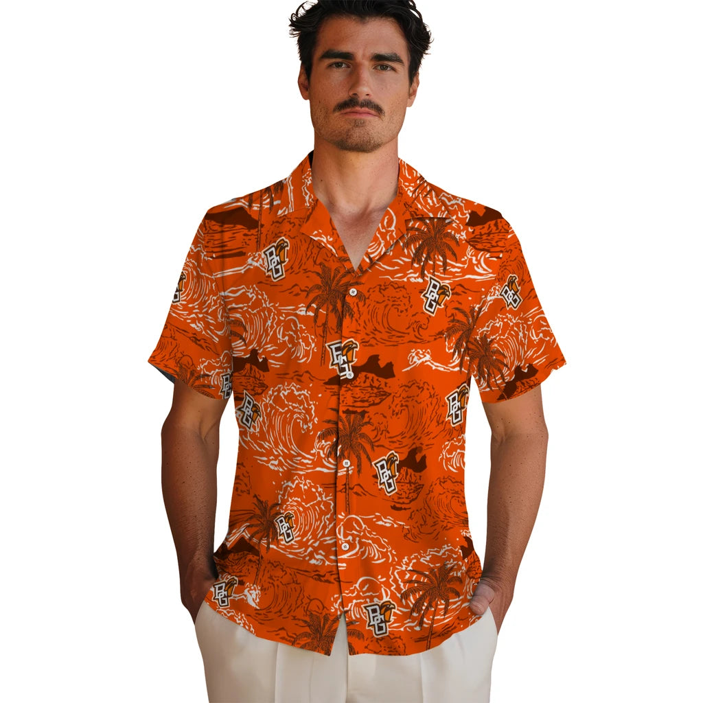 Bowling Green Falcons Hawaiian Shirt - Wave Palm | Hula Hawaiian Shirts
