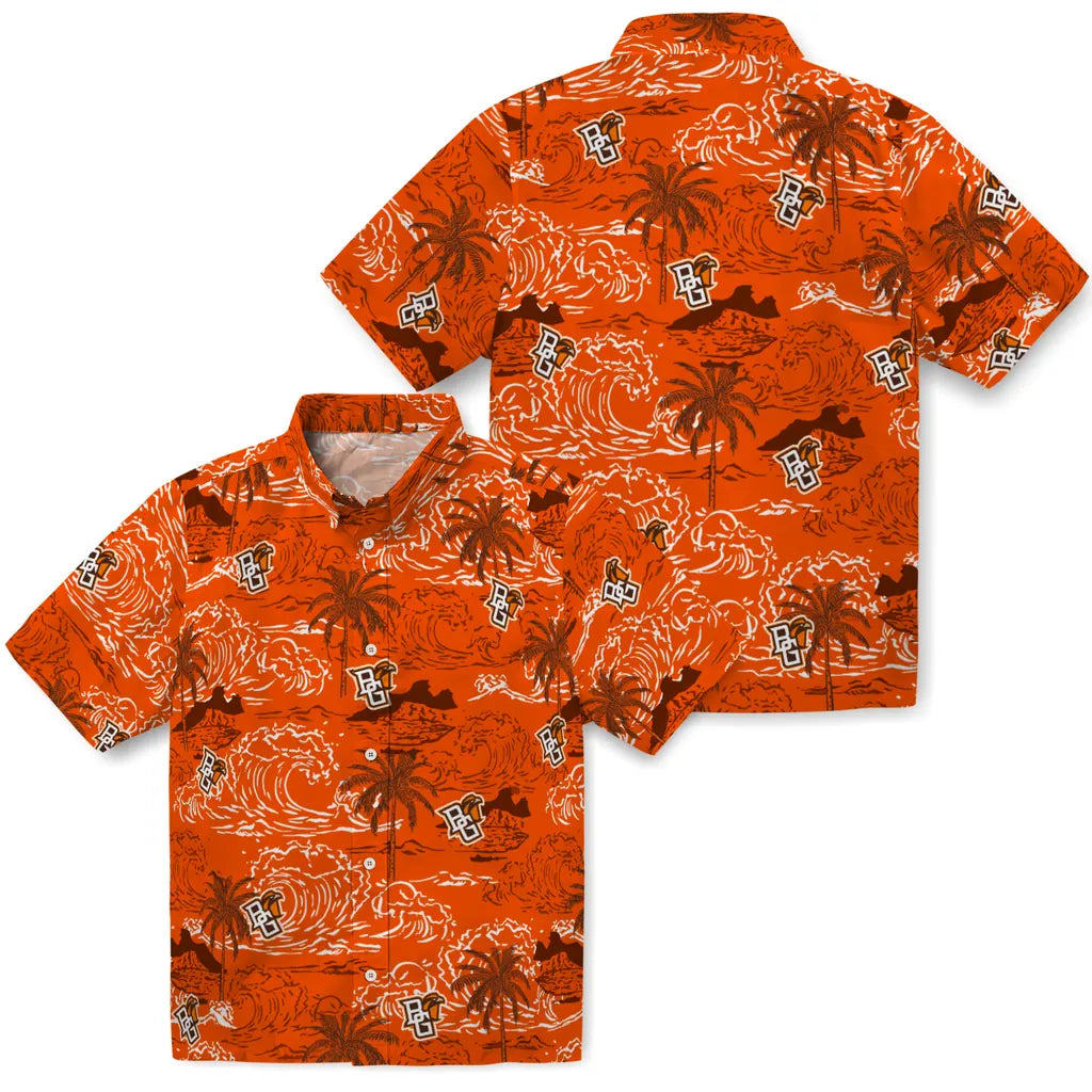 Bowling Green Falcons Hawaiian Shirt - Wave Palm | Hula Hawaiian Shirts
