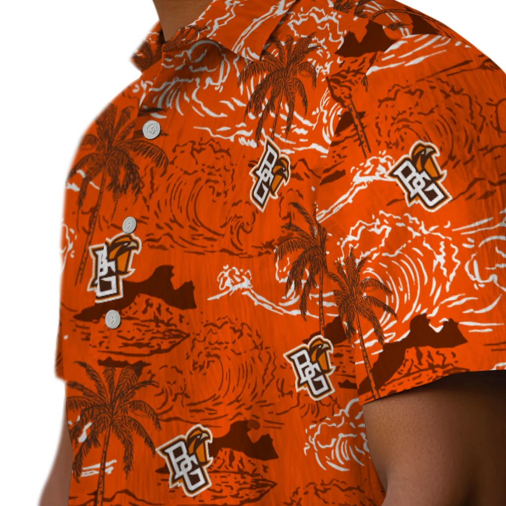 Bowling Green Falcons Hawaiian Shirt - Wave Palm | Hula Hawaiian Shirts