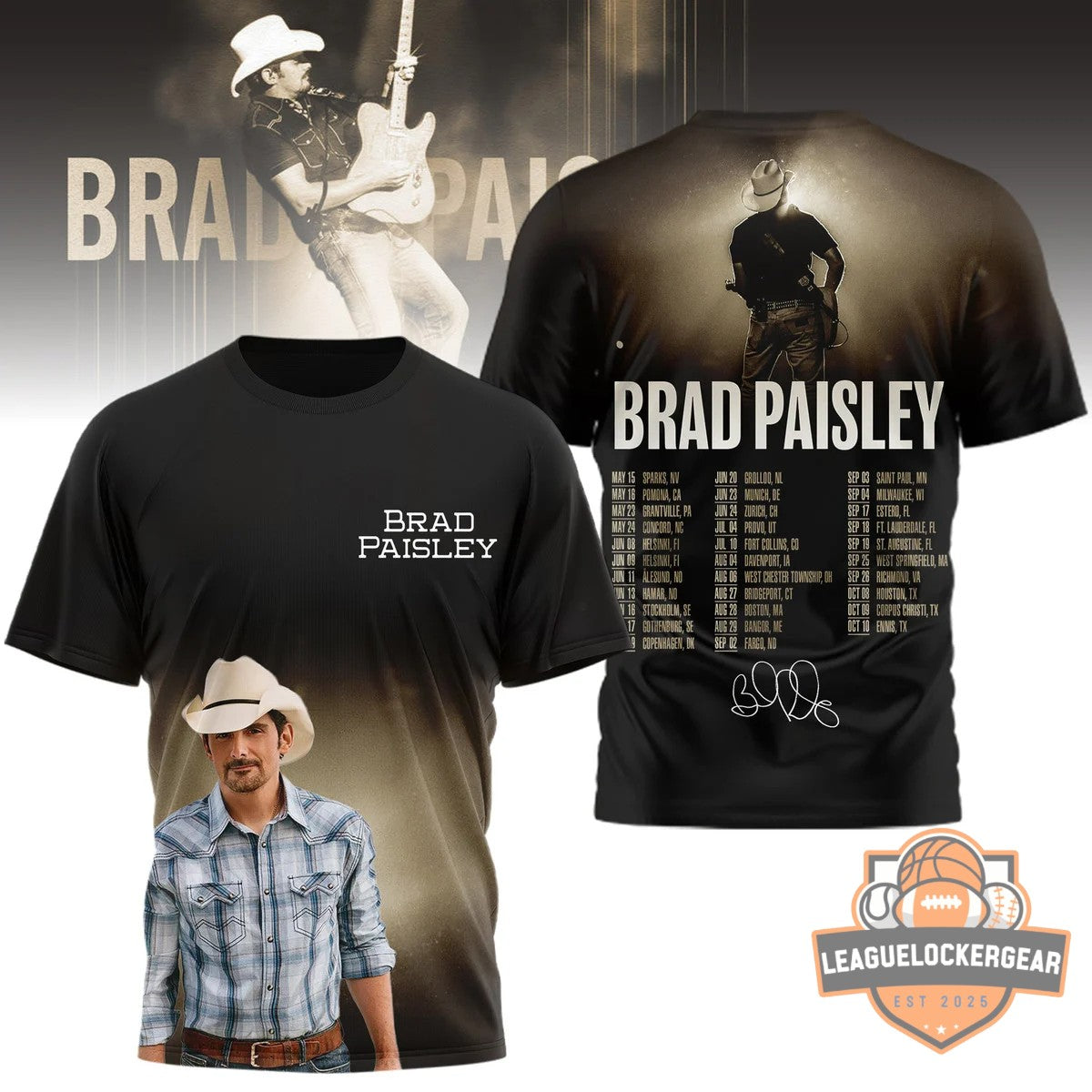 Brad Paisley Concert Tour Signature T-Shirt - LeagueLockerGear