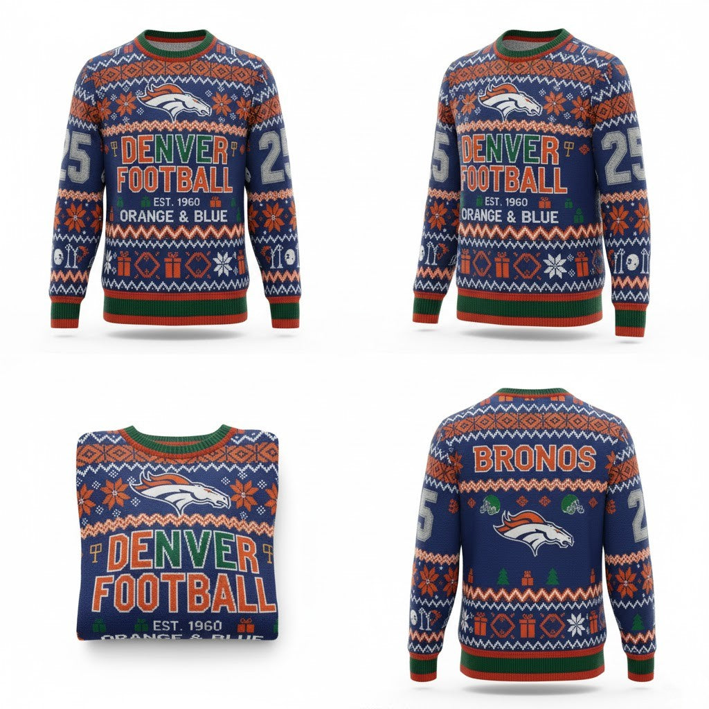 Denver Broncos Ugly Christmas Sweater 2025 – Official NFL Winter Holiday Knit - LeagueLockerGear