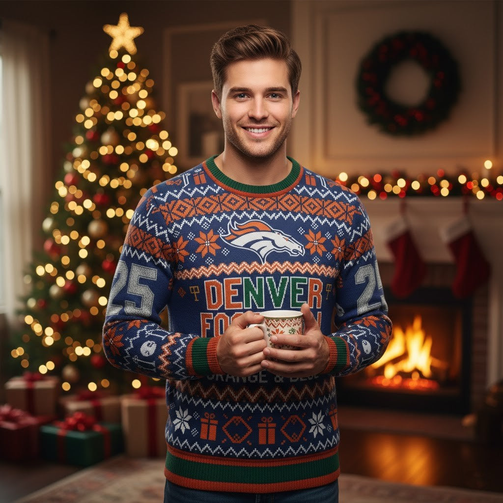 Denver Broncos Ugly Christmas Sweater 2025 – Official NFL Winter Holiday Knit - LeagueLockerGear