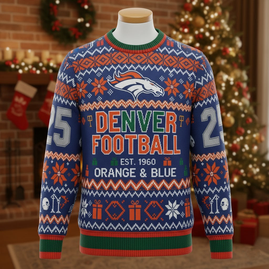 Denver Broncos Ugly Christmas Sweater 2025 – Official NFL Winter Holiday Knit - LeagueLockerGear