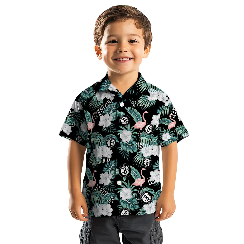 Brooklyn Nets Hawaiian Shirt - Flamingo and Hibiscus | Hula Hawaiian Shirts