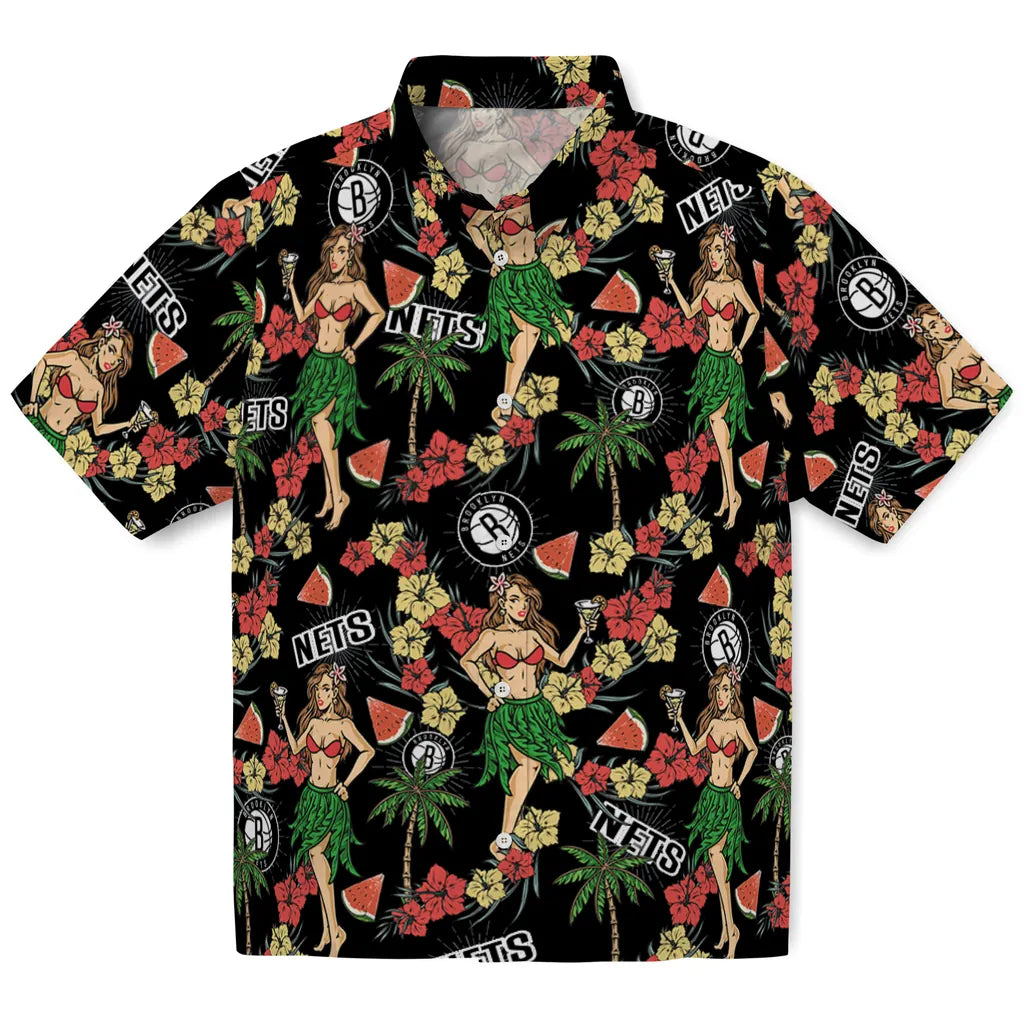 Brooklyn Nets Hawaiian Shirt - Hawaiian Girls Design | Hula Hawaiian Shirts