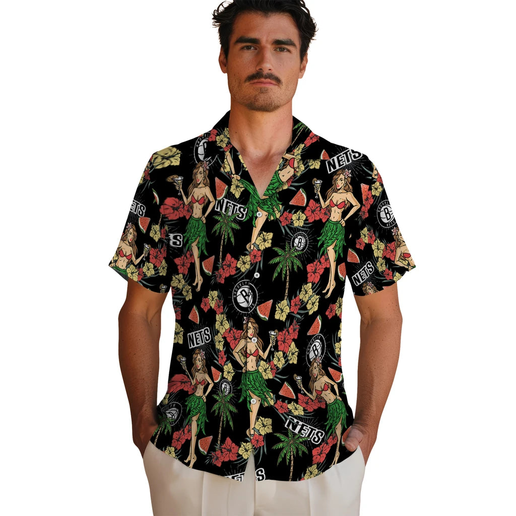 Brooklyn Nets Hawaiian Shirt - Hawaiian Girls Design | Hula Hawaiian Shirts