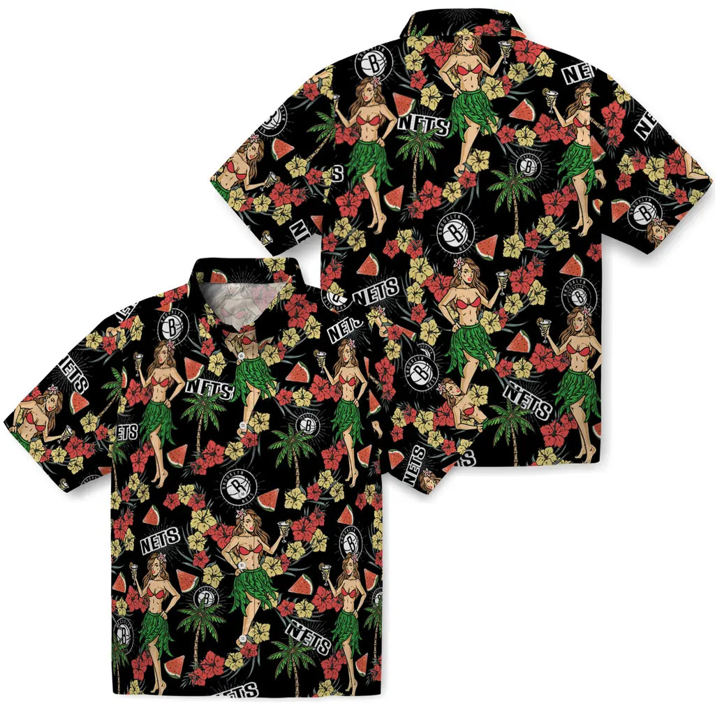 Brooklyn Nets Hawaiian Shirt - Hawaiian Girls Design | Hula Hawaiian Shirts