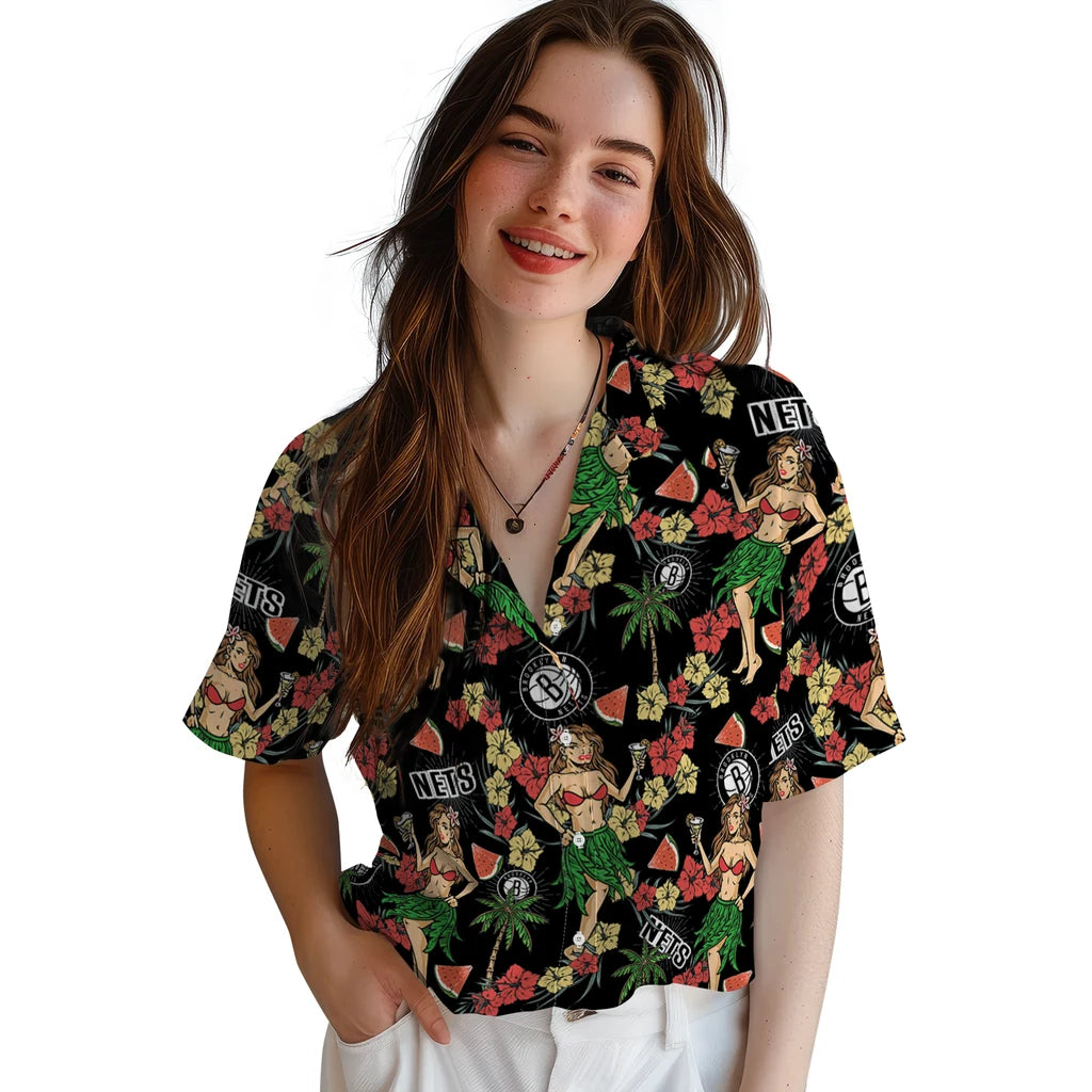 Brooklyn Nets Hawaiian Shirt - Hawaiian Girls Design | Hula Hawaiian Shirts