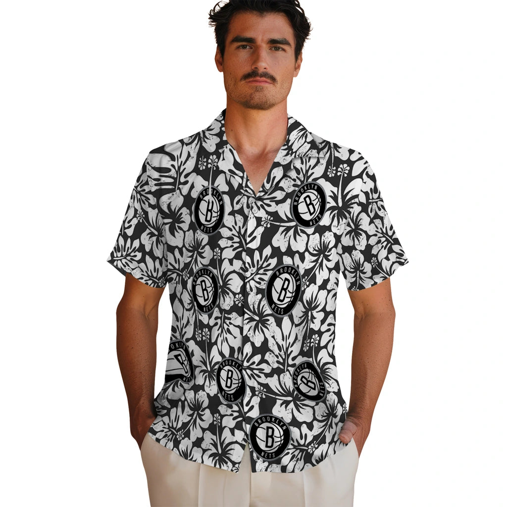 Brooklyn Nets Hawaiian Shirt - Hibiscus Motif | Hula Hawaiian Shirts