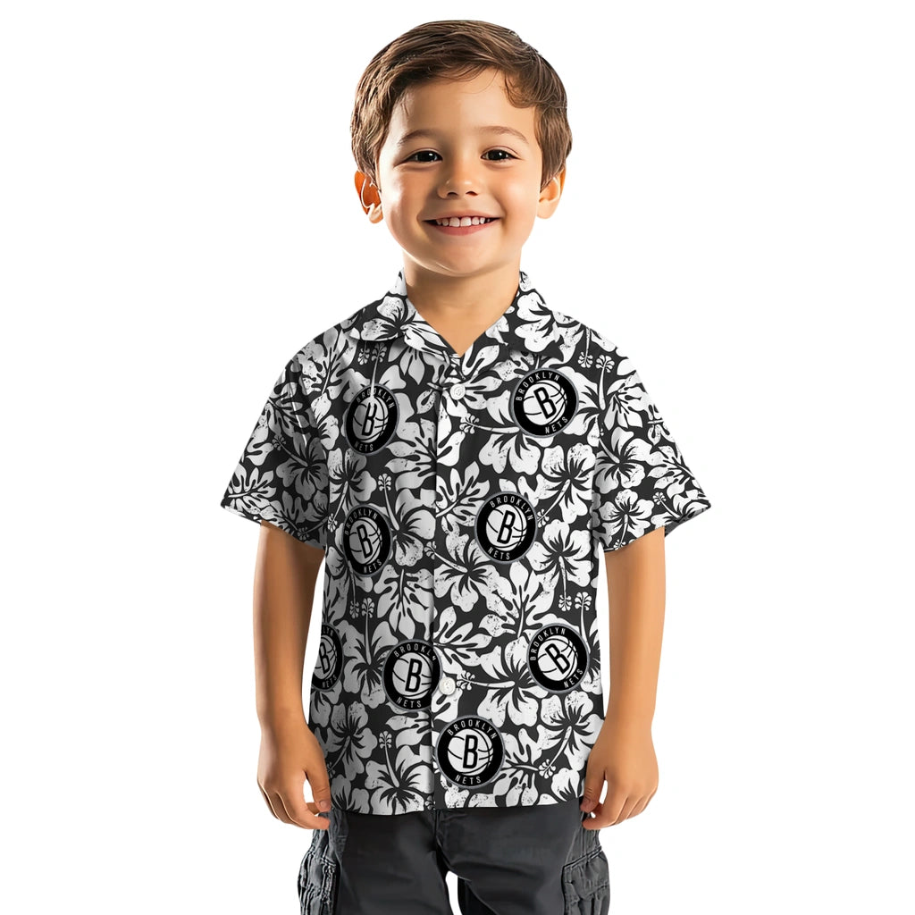 Brooklyn Nets Hawaiian Shirt - Hibiscus Motif | Hula Hawaiian Shirts